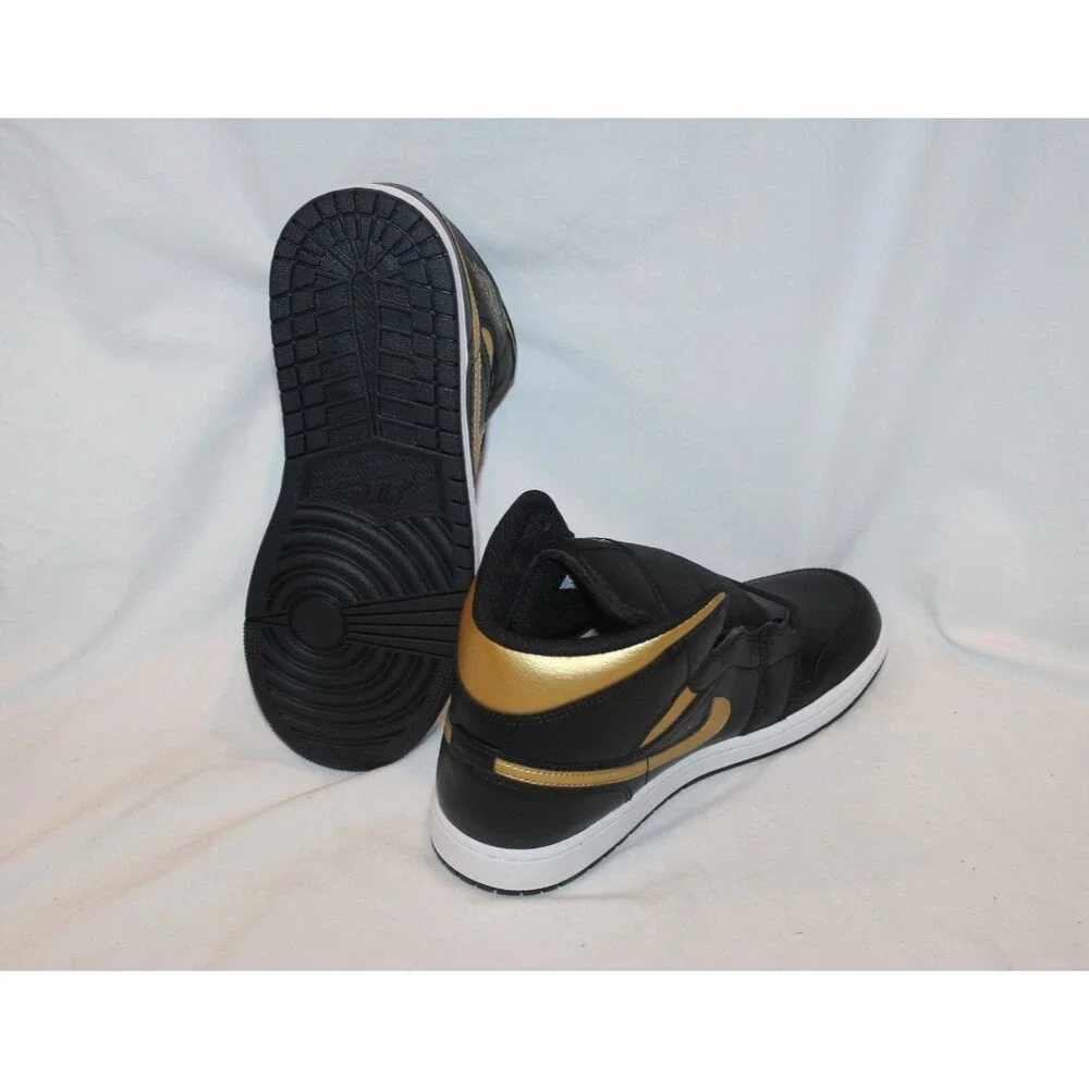 Air Jordan 1 Mid Black Metallic Gold Men's Athletic Shoes Sneakers NEW SZ 8